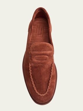 John Lobb Men's Pace Suede Penny Loafers in Mahogany Brown NWOB